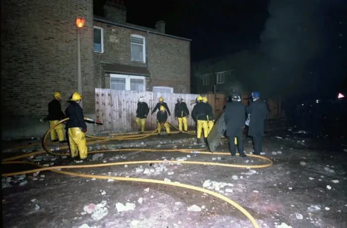 Framed Print : Broadwater Farm Riots - London Fire Brigade Framed Print : Broadwater Farm Riots - London Fire Brigade