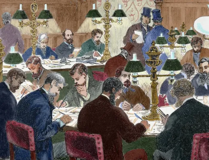 Framed Print : Brokers working Framed Print : Brokers working
