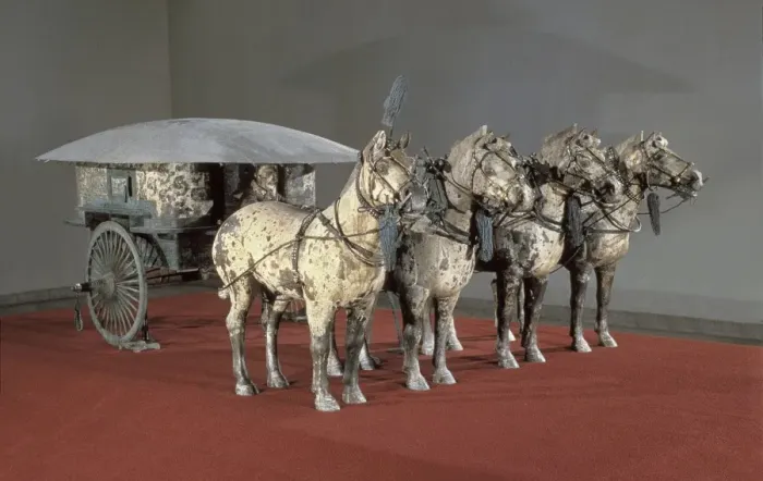 Framed Print : Bronze chariot drawn by four horses. 3rd BC Framed Print : Bronze chariot drawn by four horses. 3rd BC