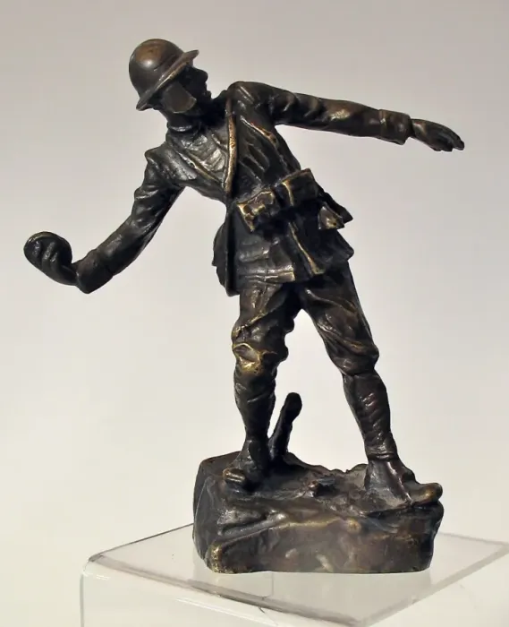 Framed Print : Bronze figure of an Italian bomber wearing Farina helme Framed Print : Bronze figure of an Italian bomber wearing Farina helme