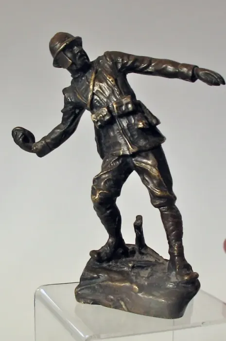 Framed Print : Bronze figure of an Italian bomber wearing Farina helme Framed Print : Bronze figure of an Italian bomber wearing Farina helme