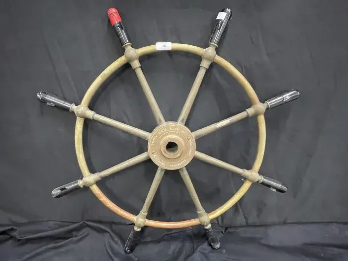 Framed Print : Bronze ship's eight spoked wheel, Brown Brothers Framed Print : Bronze ship's eight spoked wheel, Brown Brothers