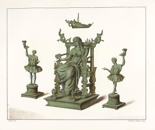 Bronze statues of house gods from the bathhouse