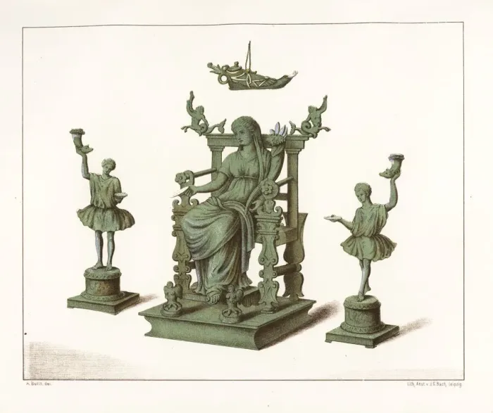 Framed Print : Bronze statues of house gods from the bathhouse Framed Print : Bronze statues of house gods from the bathhouse