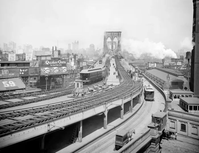 Framed Print : Brooklyn Railway Terminal and the Brooklyn Bridge, New York Framed Print : Brooklyn Railway Terminal and the Brooklyn Bridge, New York