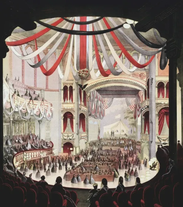 Framed Print : Brooklyn Sanitary Fair, 1864 Interior view of the Academy of Framed Print : Brooklyn Sanitary Fair, 1864 Interior view of the Academy of