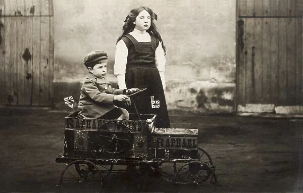 Brother and Sister with fine Go-cart