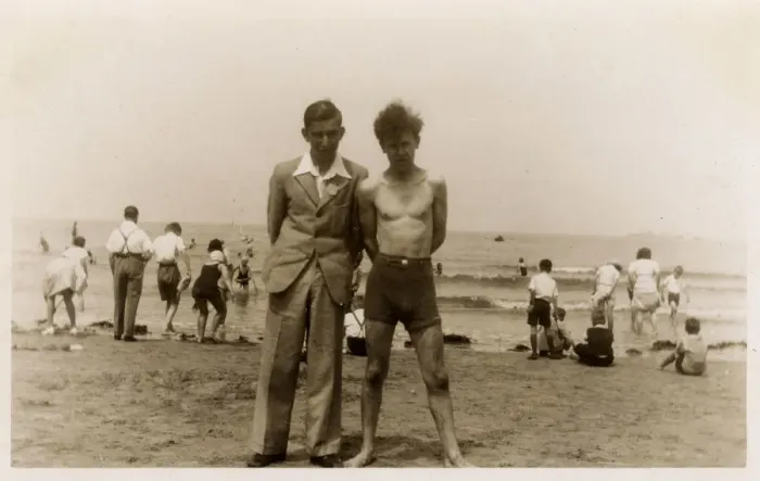 Framed Print : Two brothers at the British seaside Framed Print : Two brothers at the British seaside