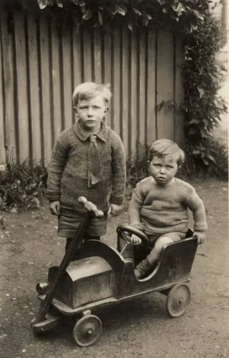 Framed Print : Two brothers and their Go-cart Framed Print : Two brothers and their Go-cart