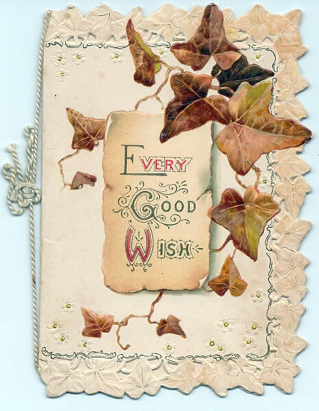 Brown ivy leaves on a greetings card