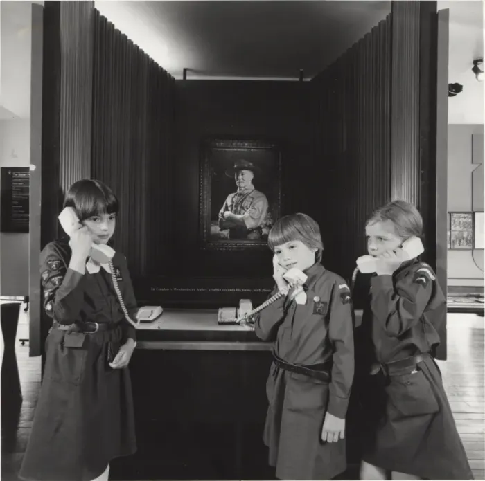 Framed Print : Three Brownies in Baden Powell House, London Framed Print : Three Brownies in Baden Powell House, London