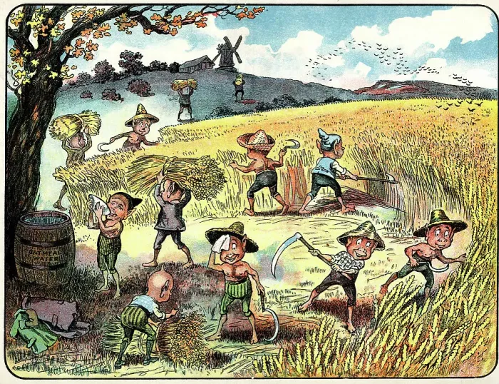 Framed Print : Brownies harvesting the cornfields Framed Print : Brownies harvesting the cornfields
