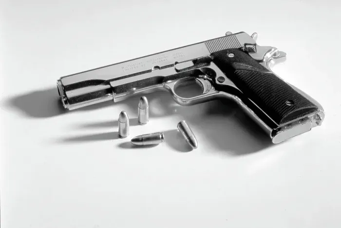 Framed Print : Browning M1911.45 calibre automatic pistol Framed Print : Browning M1911.45 calibre automatic pistol
