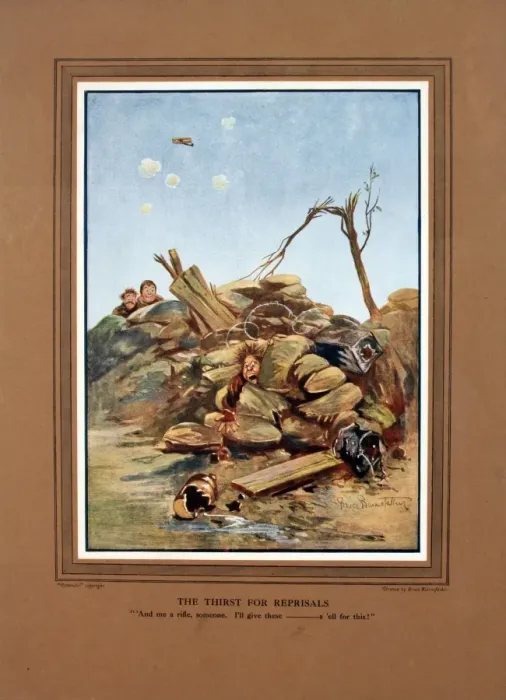 Framed Print : Bruce Bairnsfather cartoon, The thirst for reprisals Framed Print : Bruce Bairnsfather cartoon, The thirst for reprisals