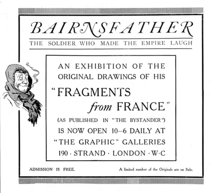 Framed Print : Bruce Bairnsfather Fragments from France exhibition, 1916 Framed Print : Bruce Bairnsfather Fragments from France exhibition, 1916