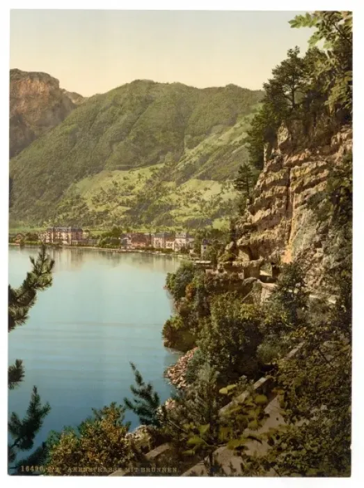 Framed Print : Brunnen from Axenstrasse, Lake Lucerne, Switzerland Framed Print : Brunnen from Axenstrasse, Lake Lucerne, Switzerland