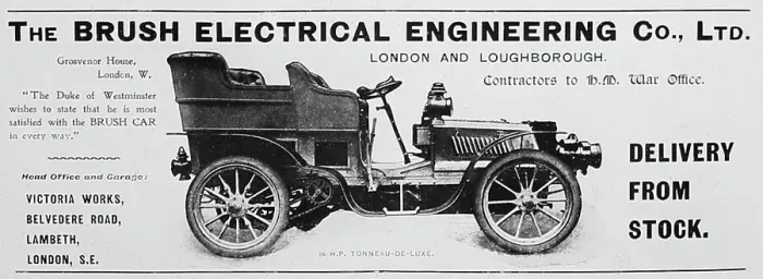 Framed Print : Brush Electrical Engineering veteran car advert Framed Print : Brush Electrical Engineering veteran car advert