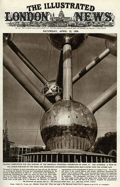 Brussels Atomium, nearly completed 1958