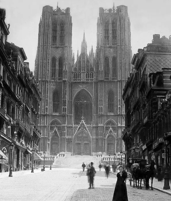 Framed Print : Brussels Cathedral pre-1900 Framed Print : Brussels Cathedral pre-1900