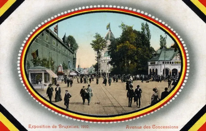 Framed Print : Brussels Exhibition of 1910 - Avenue des Concessions Date: 1910 Framed Print : Brussels Exhibition of 1910 - Avenue des Concessions Date: 1910