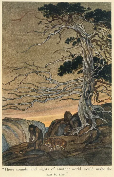 Framed Print : Buck in his own dreams: These sounds & sights of another world would make the hair to rise. Date: First published: 1903 Framed Print : Buck in his own dreams: These sounds & sights of another world would make the hair to rise. Date: First published: 1903