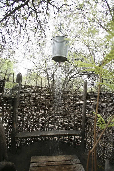 Bucket Shower. spartan campsite near the Ngonye Falls  /  Waterfalls - Zambesi River