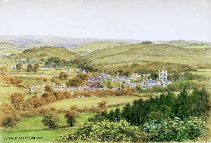 Framed Print : Buckfast Abbey and Village, Dartmoor, Devon Framed Print : Buckfast Abbey and Village, Dartmoor, Devon