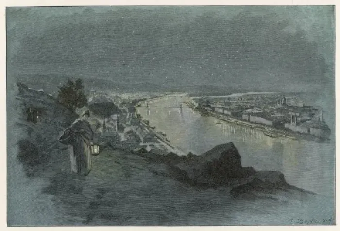 Framed Print : Budapest / By Night C1895 Framed Print : Budapest / By Night C1895