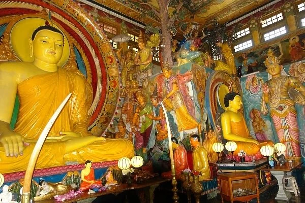Buddhas in a temple, Colombo, Sri Lanka