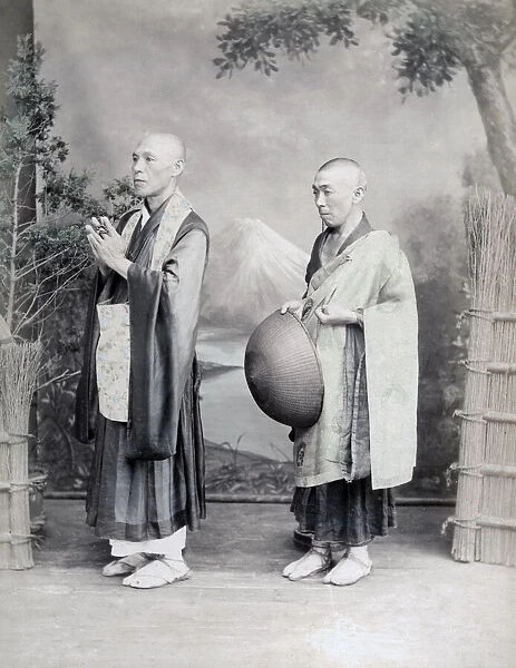 Buddhist pilgrims, studio setting, Japan, c. 1880 s