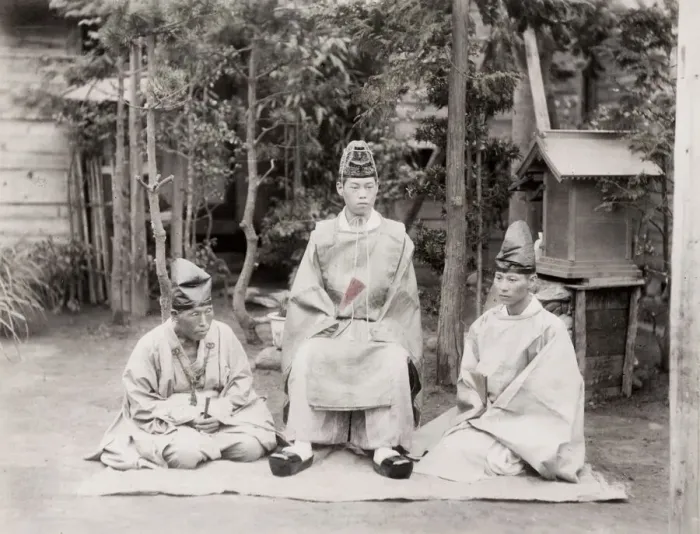 Framed Print : Buddhist priests in the robes, Japan