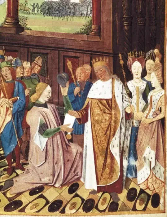 Framed Print : BUEIL, John V of (1406-1477). Charles VIII returned Framed Print : BUEIL, John V of (1406-1477). Charles VIII returned