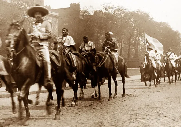 Framed Print : Part of Buffalo Bill's parade, probably Liverpool in 1903 Framed Print : Part of Buffalo Bill's parade, probably Liverpool in 1903
