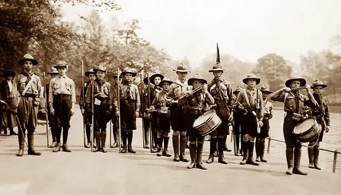Framed Print : Bugle band, Boy Scouts, early 1900s Framed Print : Bugle band, Boy Scouts, early 1900s