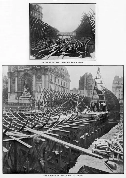 Framed Print : Building a boat to go beneath a street Framed Print : Building a boat to go beneath a street
