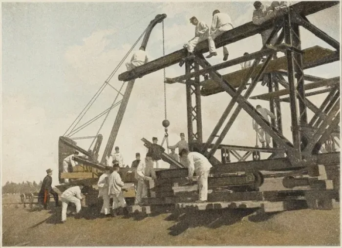 Framed Print : Building a Bridge Framed Print : Building a Bridge