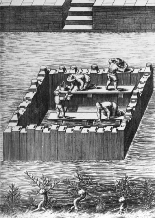 Framed Print : Building a Caisson Framed Print : Building a Caisson