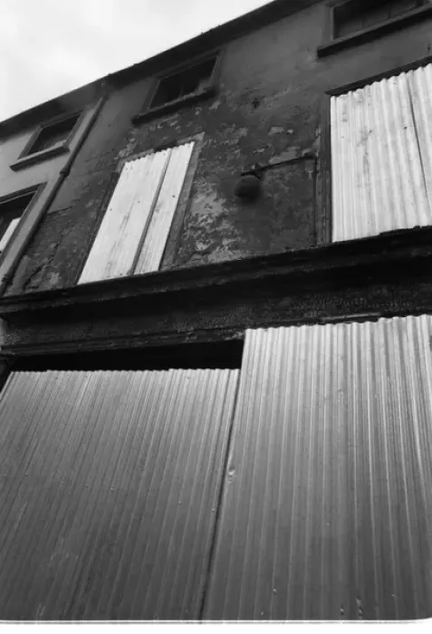 Framed Print : Building damaged in a riot, Belfast, Northern Ireland Framed Print : Building damaged in a riot, Belfast, Northern Ireland