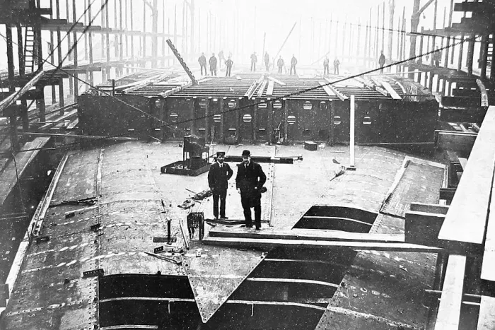 Framed Print : Building deck, Thames Iron Works, London Framed Print : Building deck, Thames Iron Works, London