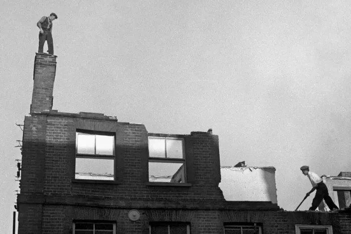 Framed Print : Building demolished manually, Bromley, Kent Framed Print : Building demolished manually, Bromley, Kent