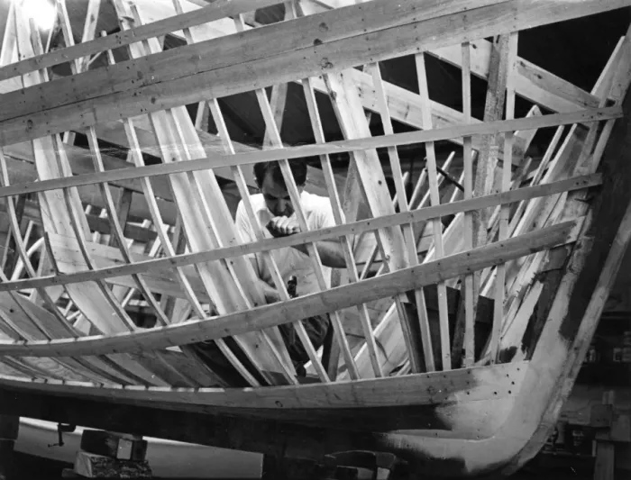 Framed Print : Building a fishing boat, St Ives, Cornwall Framed Print : Building a fishing boat, St Ives, Cornwall