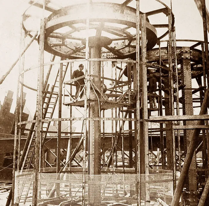 Framed Print : Building the Forth Railway Bridge - riveting machine Framed Print : Building the Forth Railway Bridge - riveting machine