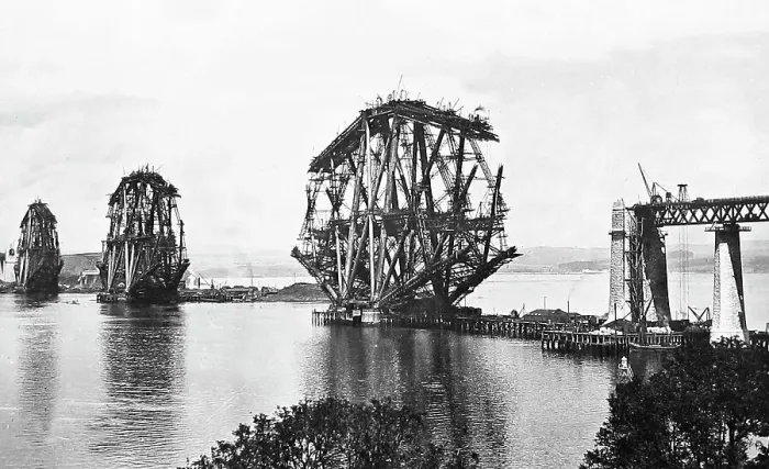 Framed Print : Building of the Forth Railway Bridge Victorian period Framed Print : Building of the Forth Railway Bridge Victorian period