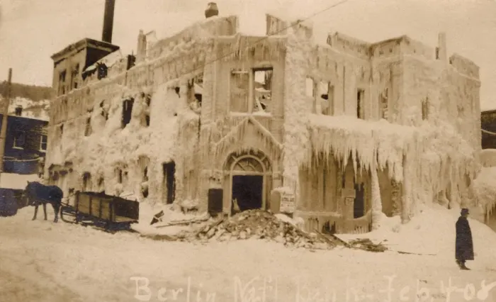 Framed Print : Building with icicles, Berlin, New Hampshire, USA Framed Print : Building with icicles, Berlin, New Hampshire, USA