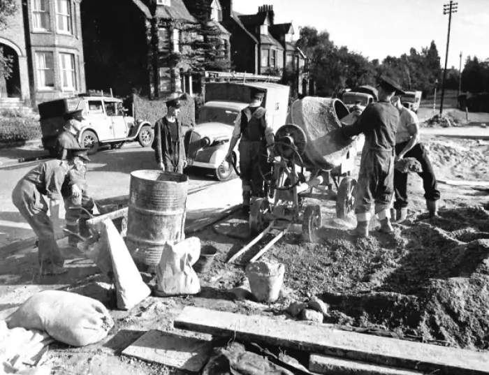 Framed Print : Building a new NFS fire station, Rudolph Road, Bushey, WW2 Framed Print : Building a new NFS fire station, Rudolph Road, Bushey, WW2