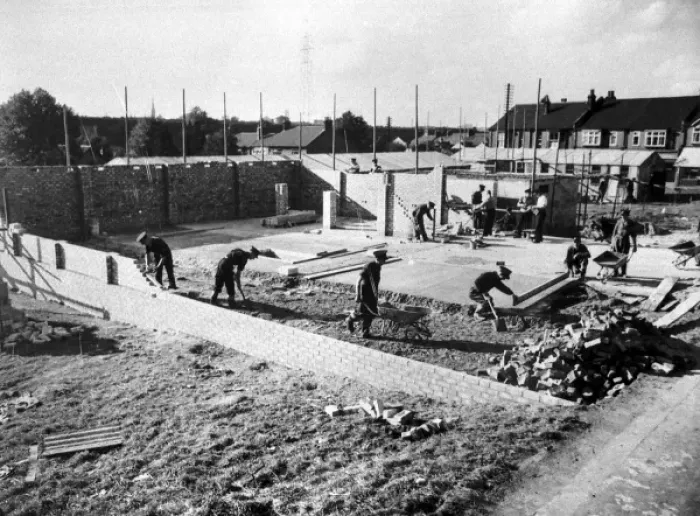 Framed Print : Building a new NFS fire station, Rudolph Road, Bushey, WW2 Framed Print : Building a new NFS fire station, Rudolph Road, Bushey, WW2