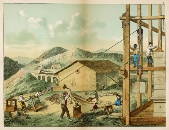 Framed Print : Building Operations 1882 Framed Print : Building Operations 1882
