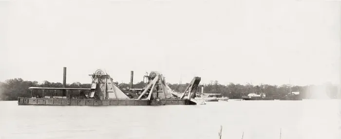 Framed Print : Building Panama canal, Dredger on Fox River Framed Print : Building Panama canal, Dredger on Fox River