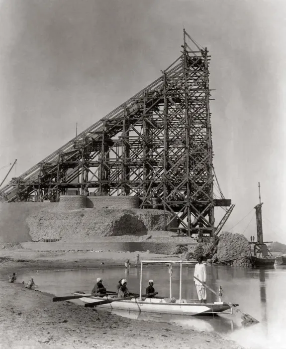 Framed Print : Building a railway bridge, India, c. 1880 s Framed Print : Building a railway bridge, India, c. 1880 s