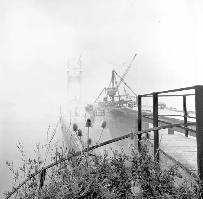 Framed Print : Building the Severn Bridge Framed Print : Building the Severn Bridge